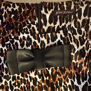 Betsey Johnson Black and Brown Animal Print Top